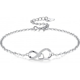 Elegant 925 Sterling Silver Infinity Heart Bracelet for Women