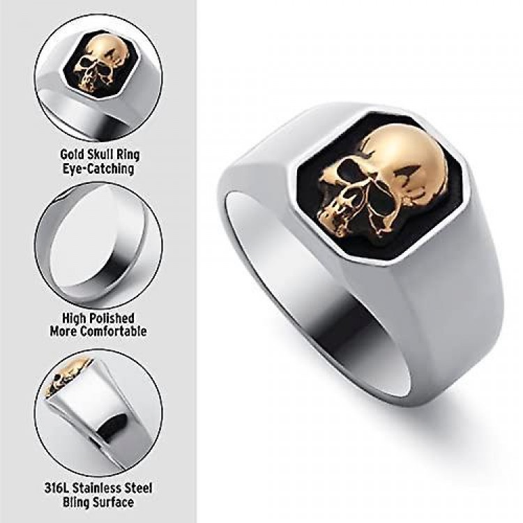 Gothic Punk Skull Rings for Men in Stainless Steel - Available in Sizes