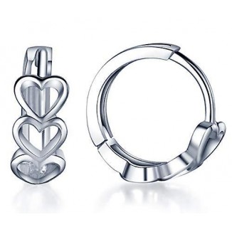 Infinite U 925 Sterling Silver Heart Earrings Creole for Women/Girls