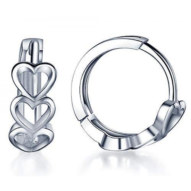 Infinite U 925 Sterling Silver Heart Earrings Creole for Women/Girls