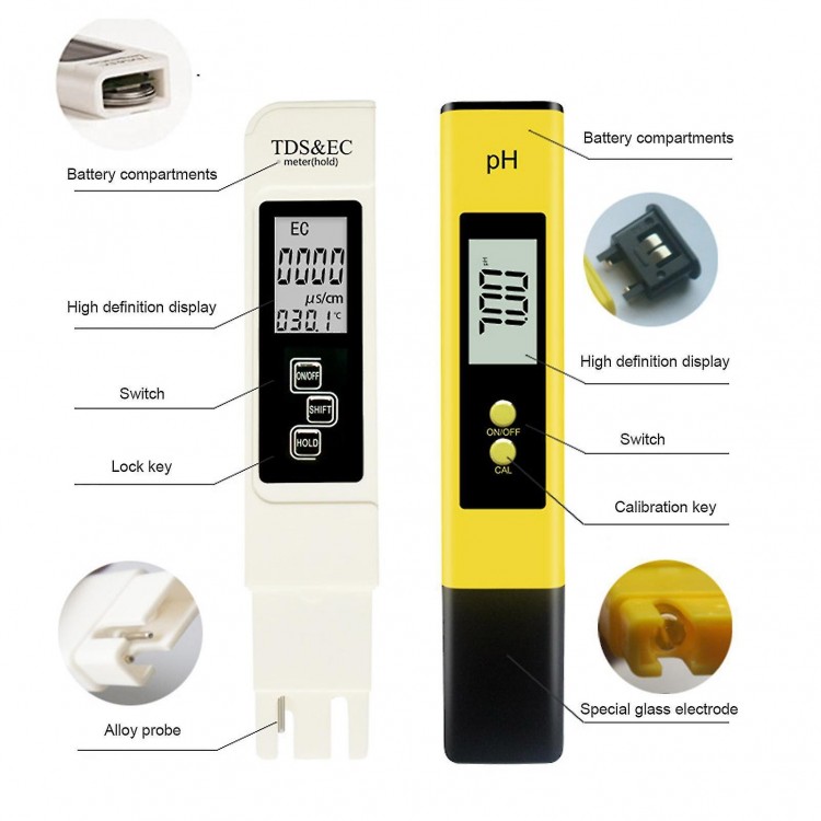 Ph Acidometer Water Quality Detector Ph Value Test Prod Ec&tds Conductivity