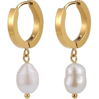 Elevate Your Style with Real Freshwater Pearl Creole Earrings for Women.