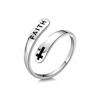 Adjustable 925 Sterling Silver Cross Wrap Ring