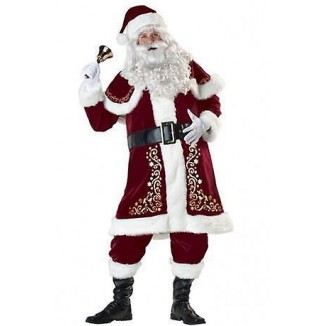 Adult Christmas Santa Claus Suit Costume – Deluxe Red Velvet