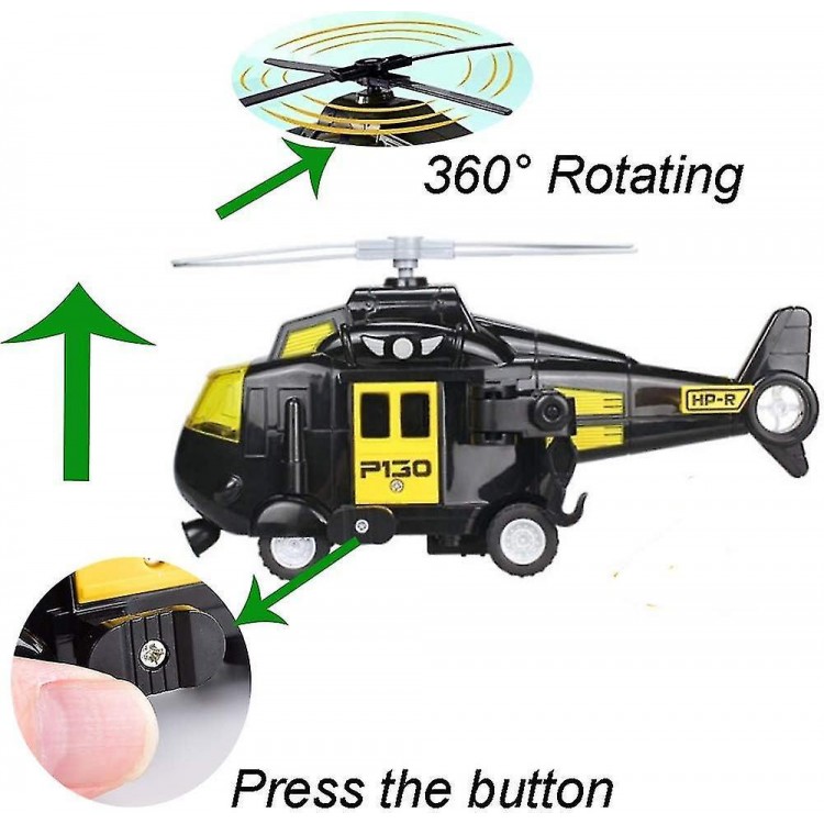 Military Helicopter Toy with Hanging Basket, Lights, and Sounds