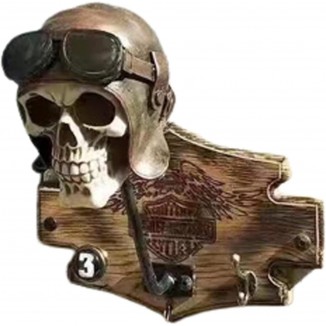 Motorcycle Skull Helmet Holder-Resin Wall Bracket Ghost Head Decor.