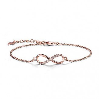Eternal Style: Sterling Silver 925 Rose Gold Zirconia Infinity Bracelet