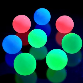 Set of 8 Ceiling Balls - Glow in the Dark Stress Balls. Sticky and Bouncy