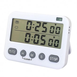 Dual Digital Timer with 3-Level Adjustable Alarm Volume and On/Off Switch