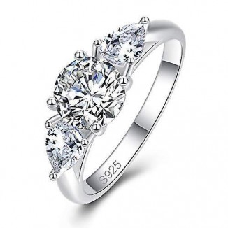 Radiant Elegance: 925 Sterling Silver Engagement Ring for Women