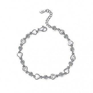 Elegant Sterling Silver Heart Bracelet: Dainty 925 Silver