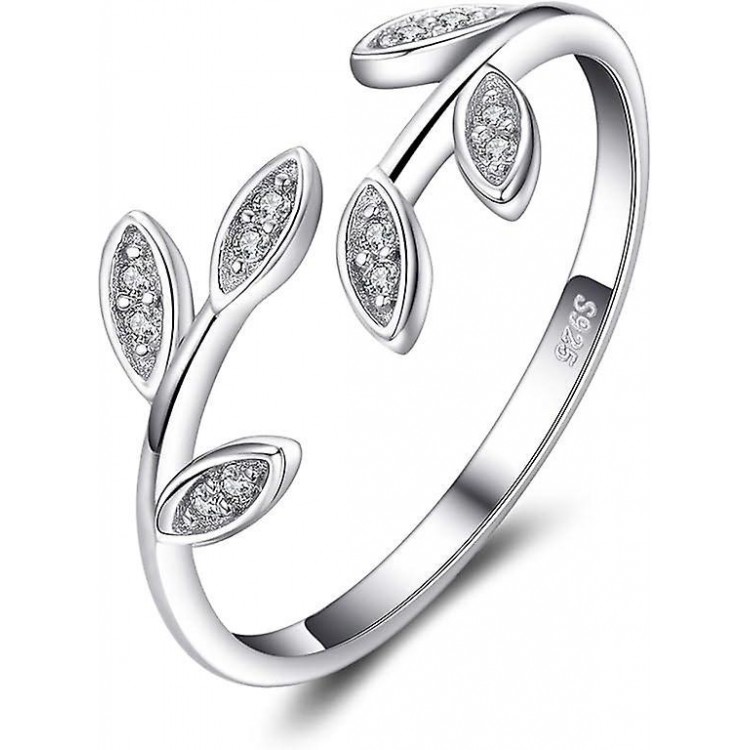 elegance with Olive Leaf CZ Rings,14K Gold, 925 Sterling Silver Promise Rings