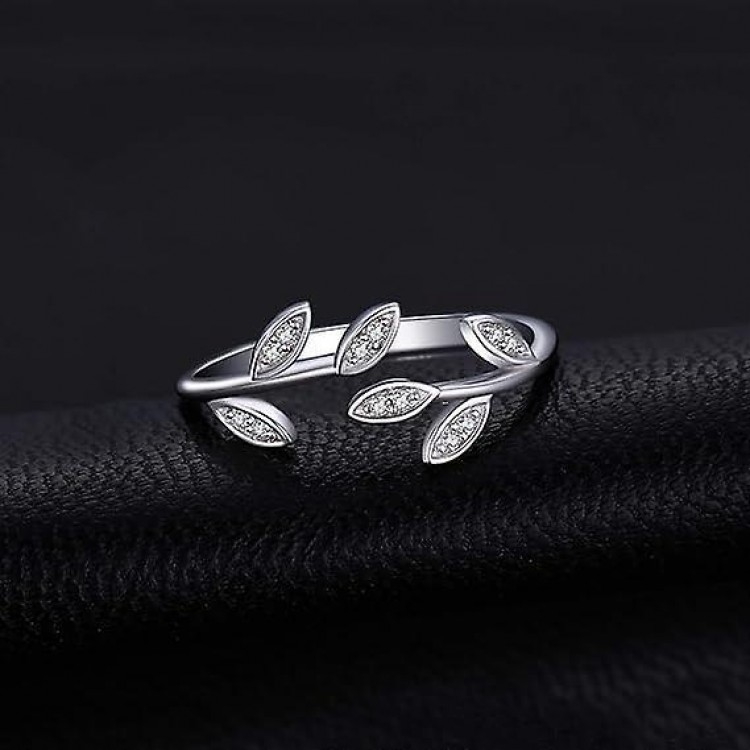 elegance with Olive Leaf CZ Rings,14K Gold, 925 Sterling Silver Promise Rings