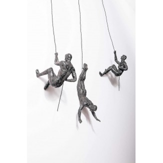 3x Climbing Abseiling Men Trio Hanging Ornament Figures Climbing Men