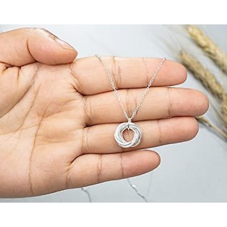 925 Sterling Silver 7 Rings Necklace, Perfect Jewelry for Grandma and Mom