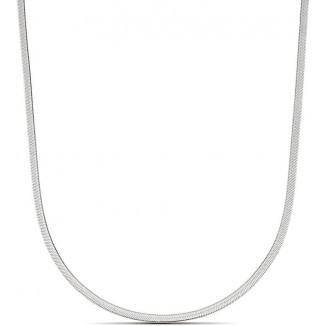 Flat Silver Snake Chain Necklace, No Pendant, Waterproof