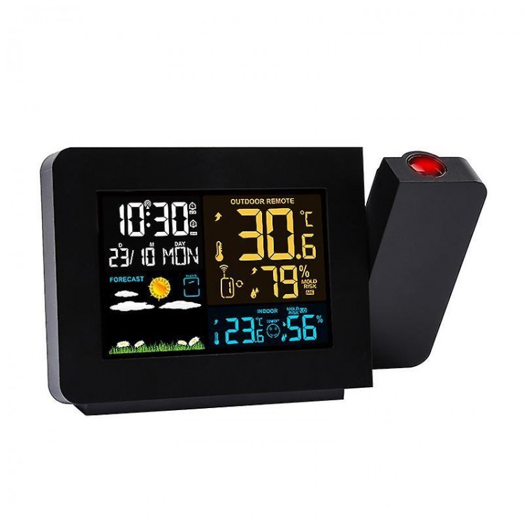 Projection Alarm Clock with Built-in Outdoor Wireless Sensor and Weather Station