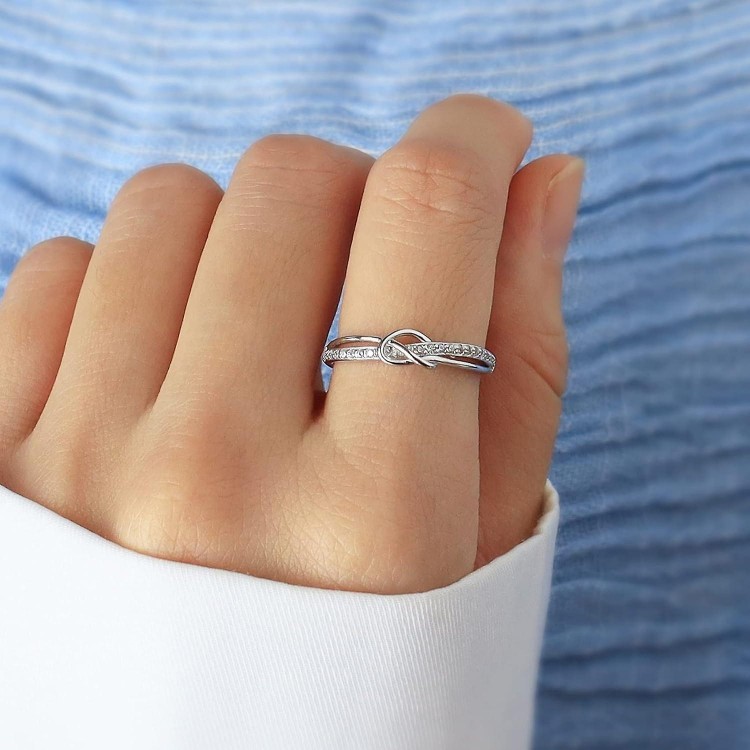 Eternal Bond Mother Daughter Rings, Sterling Silver Knot Ring Set