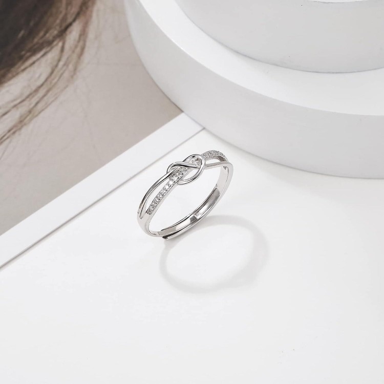 Eternal Bond Mother Daughter Rings, Sterling Silver Knot Ring Set