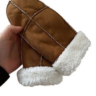 Winter Maillard and fleece heavy imitation lambskin gloves