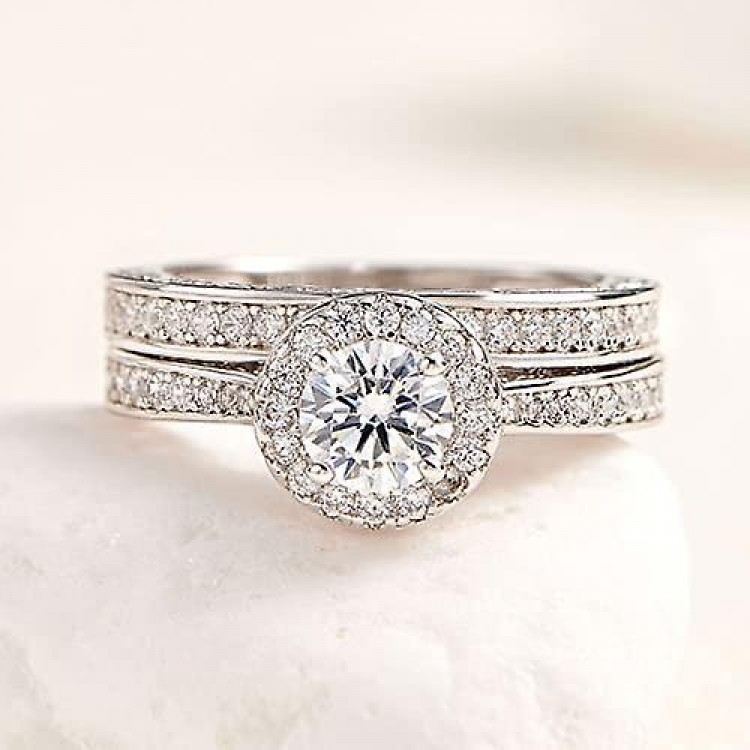 Elegant 925 Sterling Silver Wedding Rings for Women with AAAAA Cubic Zirconia