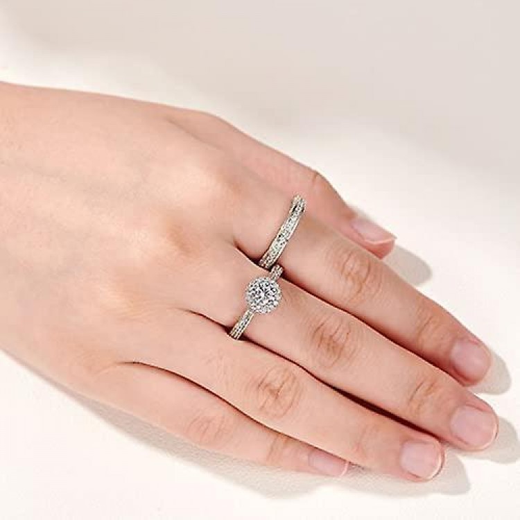 Elegant 925 Sterling Silver Wedding Rings for Women with AAAAA Cubic Zirconia