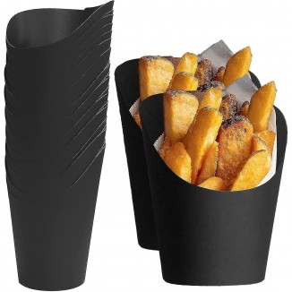 50pcs Black Charcuterie Cups, 14oz Disposable French Fry Cups