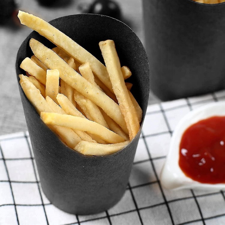 50pcs Black Charcuterie Cups, 14oz Disposable French Fry Cups