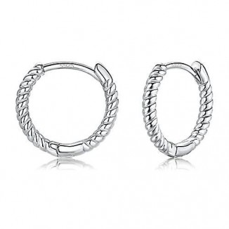 Small Silver Hoop Earrings - Hypoallergenic Sterling Silver Twisted Rope Hoops