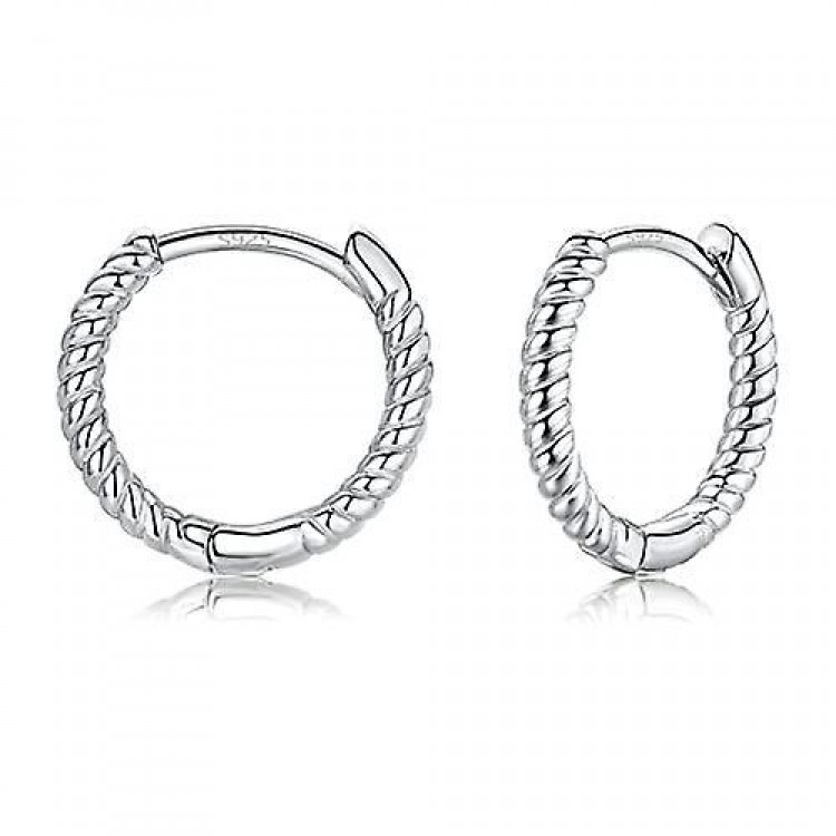 Small Silver Hoop Earrings - Hypoallergenic Sterling Silver Twisted Rope Hoops