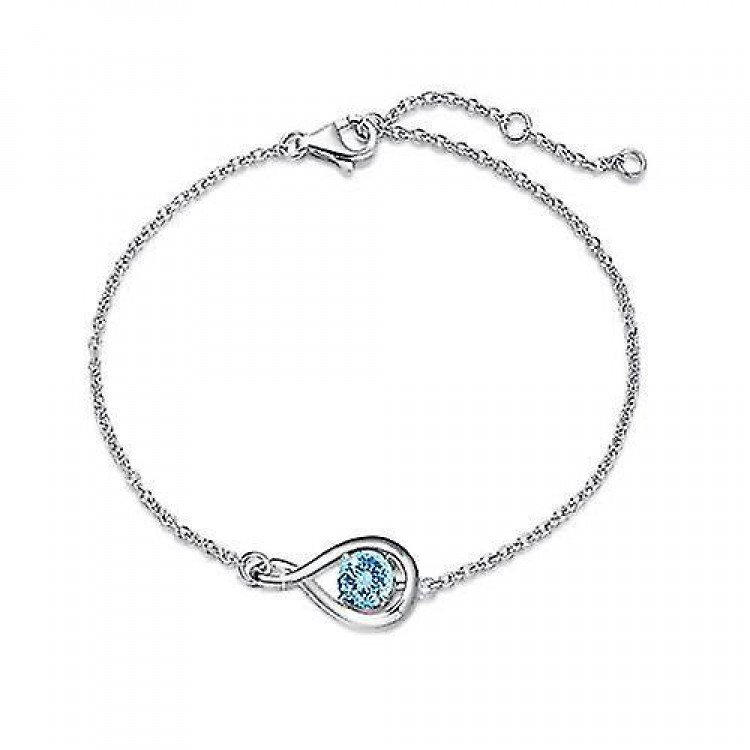 925 Sterling Silver Aquamarine Infinity Bracelet - March Birthstone