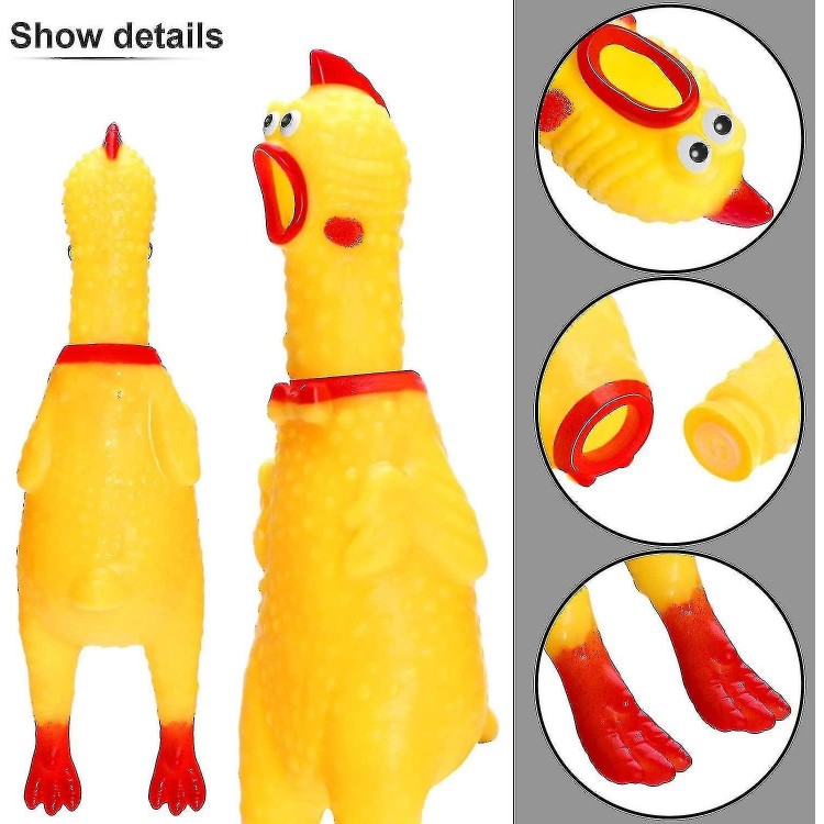 Pack of 6 Rubber Screaming Chicken Toys - Yellow, Novelty, and Durable Rubber