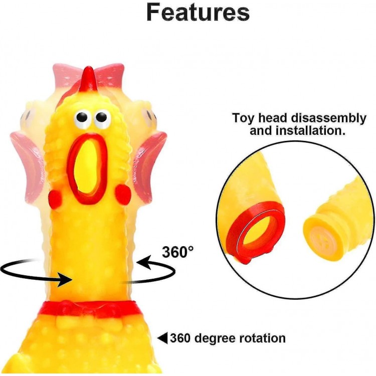 Pack of 6 Rubber Screaming Chicken Toys - Yellow, Novelty, and Durable Rubber