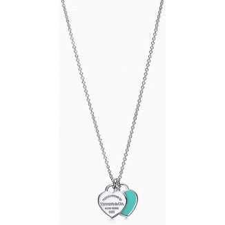 Double Heart Enamel Necklace - 925 Sterling Silver Pendant Jewelry