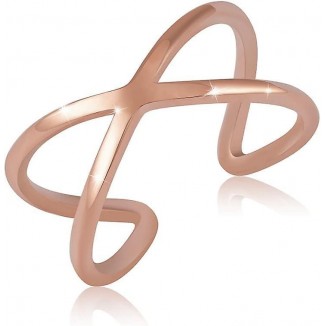 18ct Adjustable Stainless Steel X Ring in Rose Gold