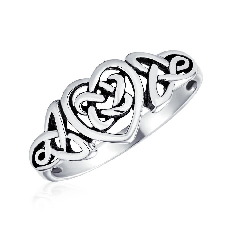 Infinity Heart Celtic Promise Ring,Delicate Oxidized .925 Sterling Silver