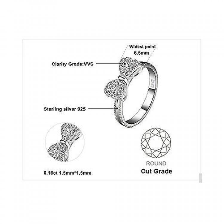 14k White Gold Plated 925 Sterling Silver Rings:Cubic Zirconia Promise Rings