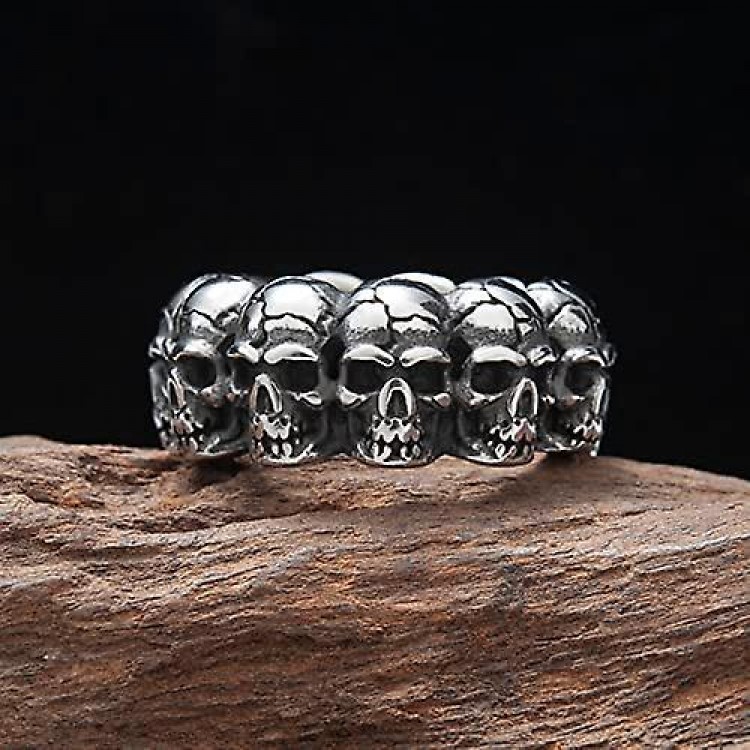 Gothic Punk Stainless Steel Skull Rings for Men. Available in Various Sizes