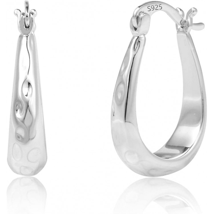 Elegant 925 Sterling Silver Oval Hoop Earrings with 14K Gold Plating