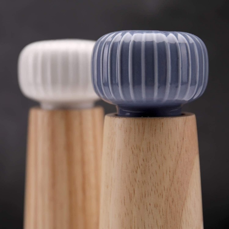 Salt and Pepper Mill Set-Elegant Wood and Ceramic Grinder