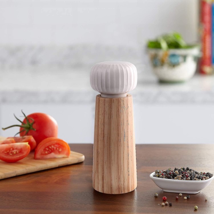 Salt and Pepper Mill Set-Elegant Wood and Ceramic Grinder