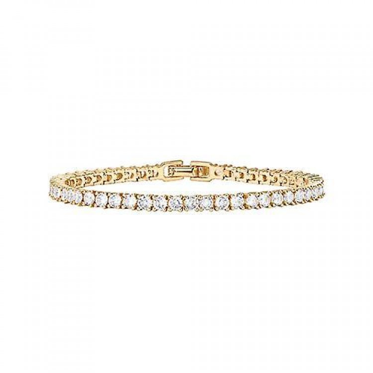 14K Gold Plated 3mm Cubic Zirconia Tennis Bracelet