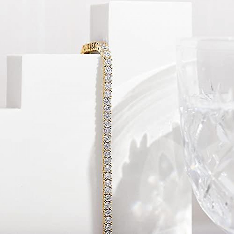 14K Gold Plated 3mm Cubic Zirconia Tennis Bracelet