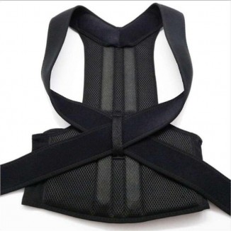 3XL Plus Size Adjustable Magnetic Posture Corrector: Unisex Black Shoulder and Back Support Belt