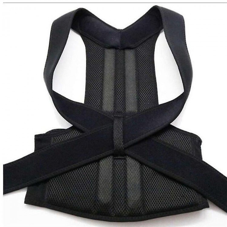 3XL Plus Size Adjustable Magnetic Posture Corrector: Unisex Black Shoulder and Back Support Belt