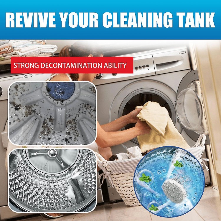 Washing Machine Cleaner Descaler Deep Cleaning Tablets, Septic Safe Friendly Deodorizer