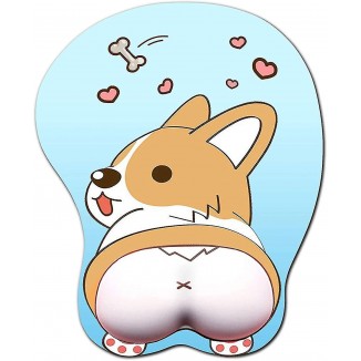 Anime Corgi Mouse Pad With Wrist Support Gel-Ergonomic 3D Dog Mousepad