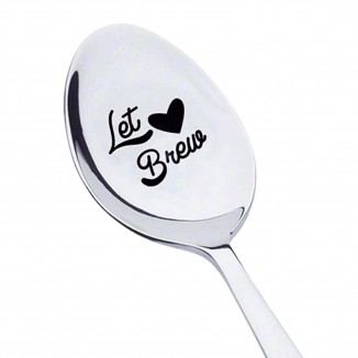 Coffee Spoon Engraved With Letters Long Handle Mirror Surface Rust-proof