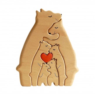 Cherished Family Gift: Personalized Wooden Bears Family Puzzle