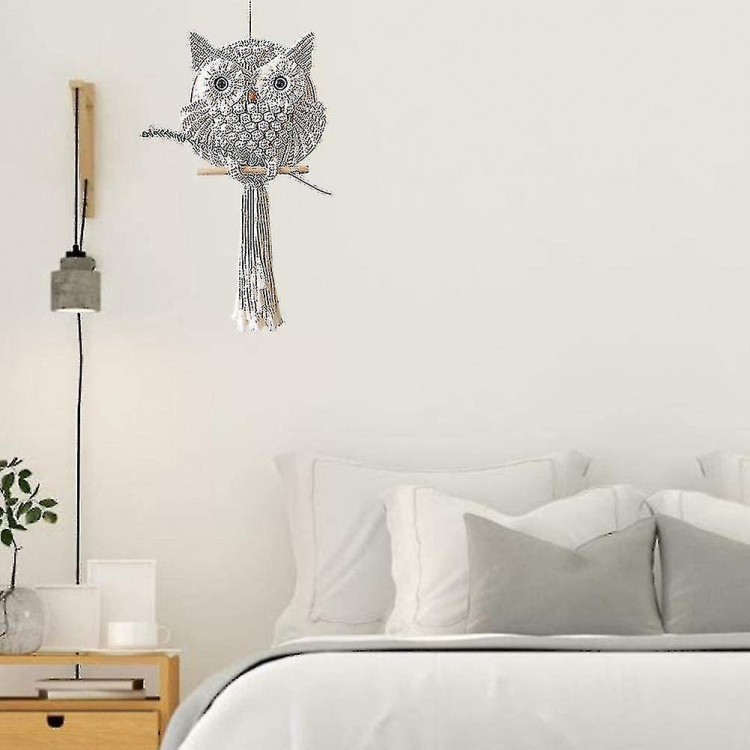 Wall Hanging Owl Art Tapestry Decor Hand Woven Boho Ornament